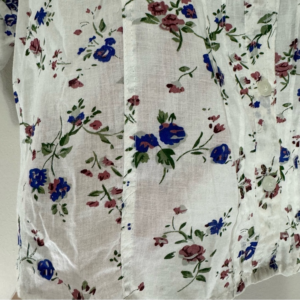 Eden & Olivia Semi-Shear 100% Cotton Colorful Floral Long Sleeve Size S - Picture 3 of 11
